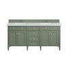 James Martin Vanities Brittany 72in Double Vanity, Smokey Celadon w/ 3 CM Arctic Fall Top 650-V72-SC-3AF
